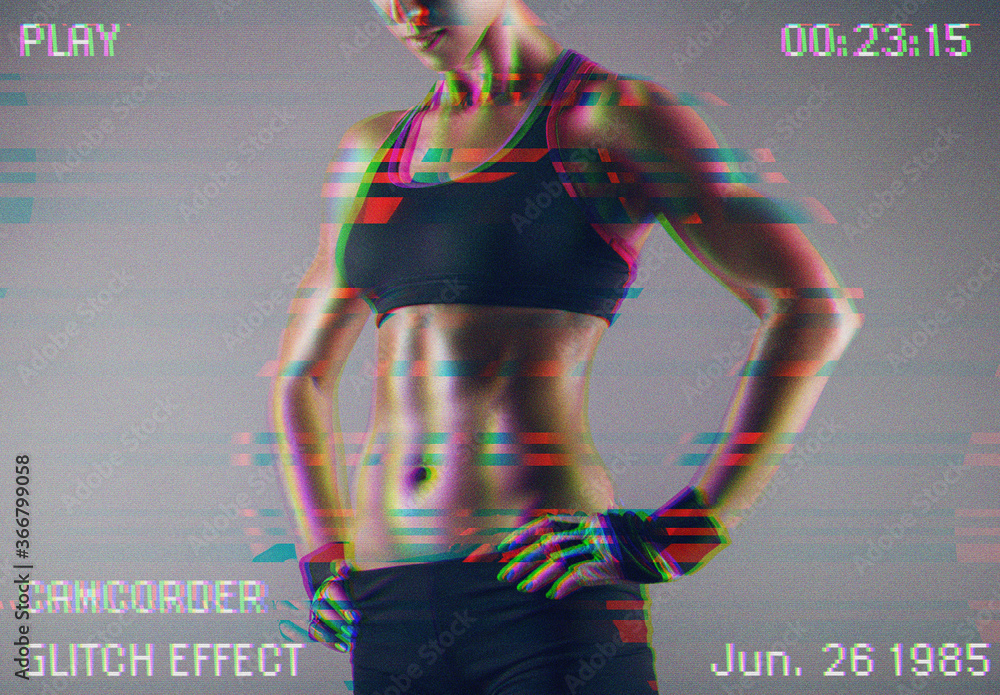 Camcorder Glitch Effect Mockup Stock Template Adobe Stock
