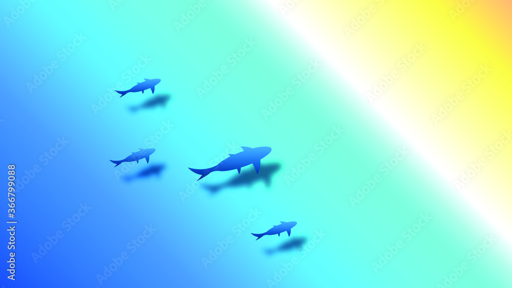 Abstract Nature Ocean Water Beach Background With Fish And Shadows Vector Design Style Abstract Nature Ocean Water Beach Background With Fish And Shadows Vector Design Style