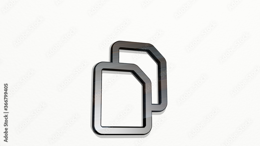 common file double on the wall. 3D illustration of metallic sculpture over a white background with mild texture. animal and beautiful common file double on the wall. 3D illustration of metallic sculpture over a white background with mild texture. animal and beautiful