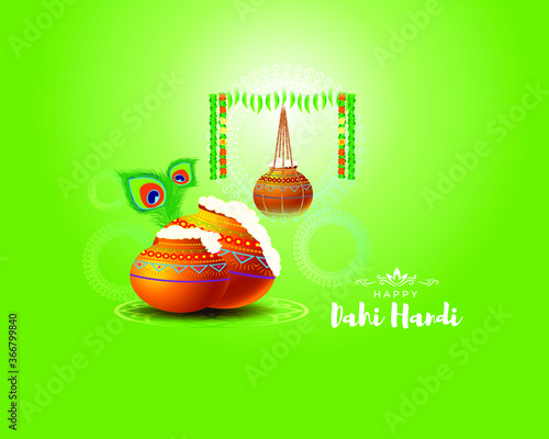 vector illustration for Indian festival Dahi Handi written text means curd pot, concept for festive background 