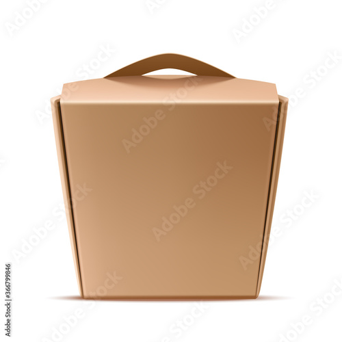 Vector realistic chinese wok noodles paper box