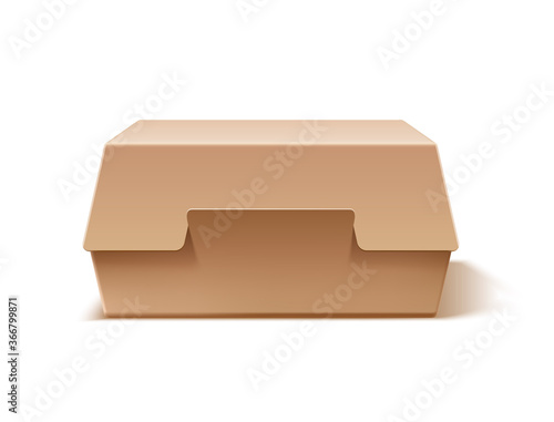 Vector realistic cardboard burger box mock up