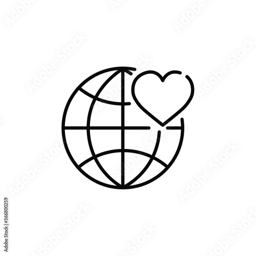 World love and charity line icon.