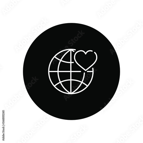 World love and charity line icon.