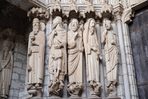Detail of the statues of Chrartres Cathedral in France
