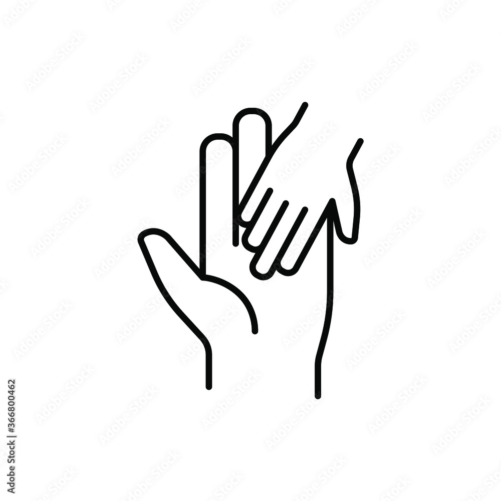 Man's and child's hand line icon. Man's and child's hand line icon.