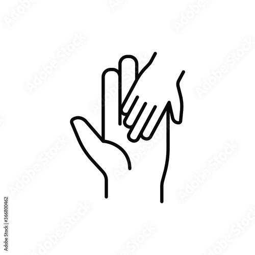 Man's and child's hand line icon.