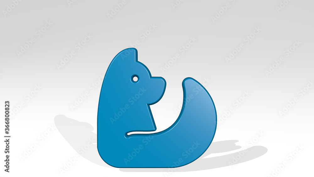 FOX TAIL made by 3D illustration of a shiny metallic sculpture with the shadow on light background. animal and cute FOX TAIL made by 3D illustration of a shiny metallic sculpture with the shadow on light background. animal and cute