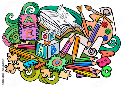 Cartoon cute doodles kids toys illustration