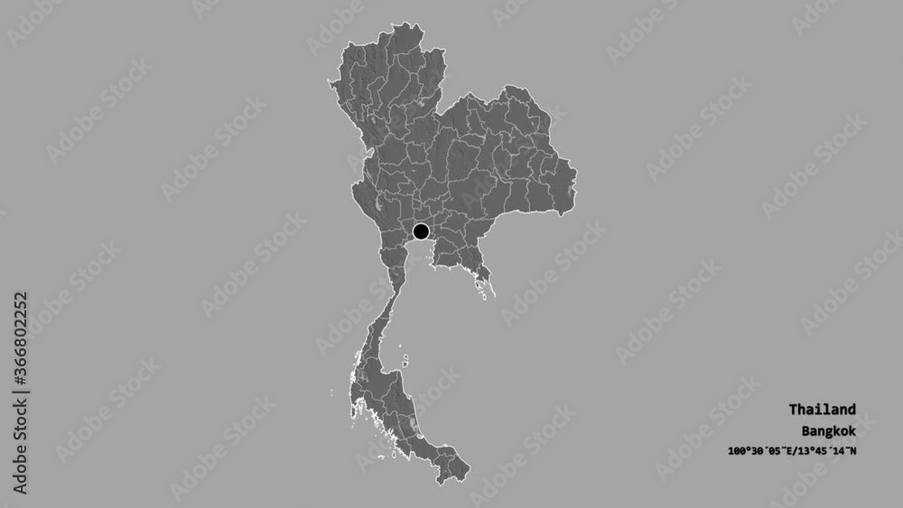 Sa Kaeo, province of Thailand, with its capital, localized, outlined and zoomed with informative overlays on a bilevel map in the Stereographic projection. Animation 3D Sa Kaeo, province of Thailand, with its capital, localized, outlined and zoomed with informative overlays on a bilevel map in the Stereographic projection. Animation 3D