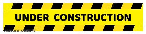 Under Construction Board. Under Construction Board on black line and yellow line background drawing by illustration