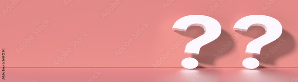 Question mark in front of a red color wall background. Business support concept - 3D Rendering. Question mark in front of a red color wall background. Business support concept - 3D Rendering.