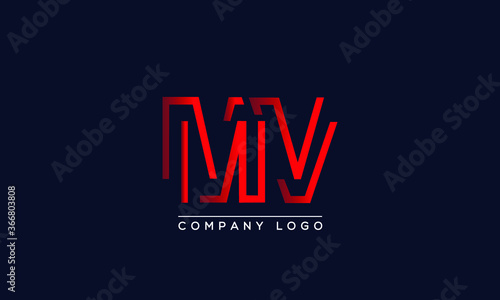 Creative Letters MV Logo Design Vector Template. Initial Letters MV Logo Design