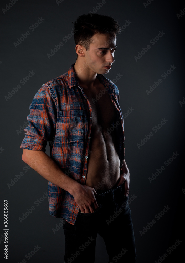 Cool shirtless male model