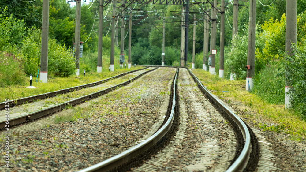 railway tracks on a bright Sunny day