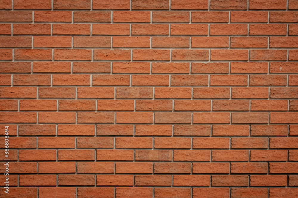 red clay brick wall, even rows of masonry red clay brick wall, even rows of masonry