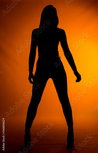 Trendy attractive silhouette woman