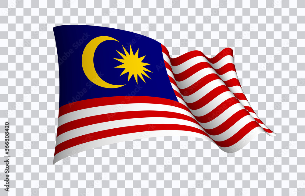 Malaysia flag state symbol isolated on background national banner ...