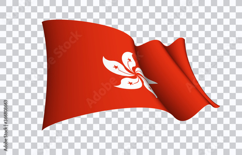 Hong Kong flag state symbol isolated on background national banner. Greeting National Independence Day Hong Kong special administrative region of China. Illustration banner realistic state flag HKSAR.