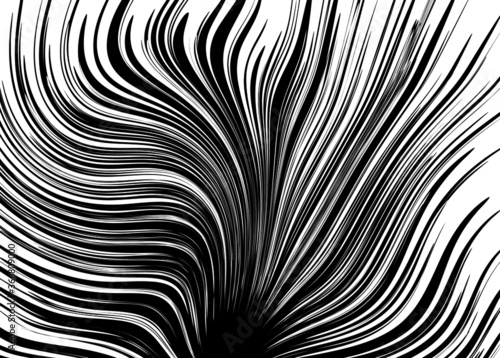 Universal black and white vector pattern of thin swirling black lines on a white background. Modern trendy vector background