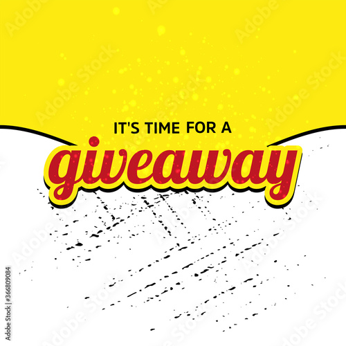 It's time for a giveaway Giveaway Banner Card with Lettering. Red design.