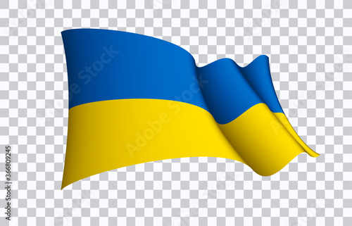 Ukraine flag state symbol isolated on background national banner. Greeting card National Independence Day of the republic of Ukraine. Illustration banner with realistic state flag.