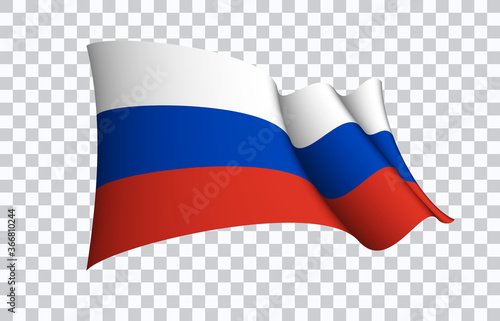 Russia flag state symbol isolated on background national banner. Greeting card National Independence Day of the Russian Federation. Illustration banner with realistic state flag of RF.