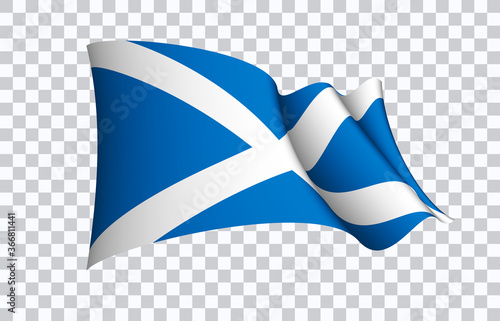 Scotland flag state symbol isolated on background national banner. Greeting card National Independence Day part of the United Kingdom. banner with realistic flag of Saint Andrew's cross or the Saltire