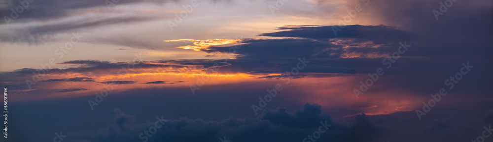 Sunset dusk sky with clouds (high resolution wide background panorama).