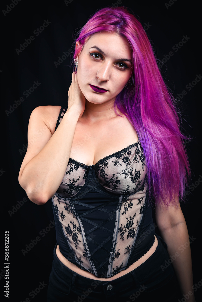 girl with pink hair posing girl with pink hair posing
