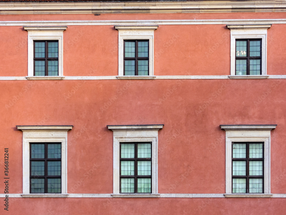 A fragment of the facade of the royal castle in Warsaw, Poland