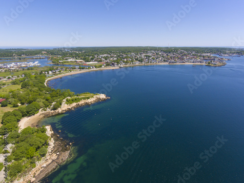 Fototapeta Naklejka Na Ścianę i Meble -  Gloucester city and inner harbor aerial view, Gloucester, Cape Ann, Massachusetts MA, USA.
