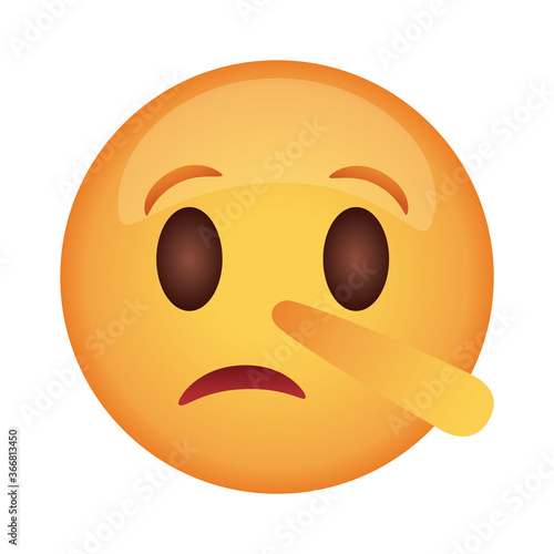 sad emoji face with long nose flat style icon