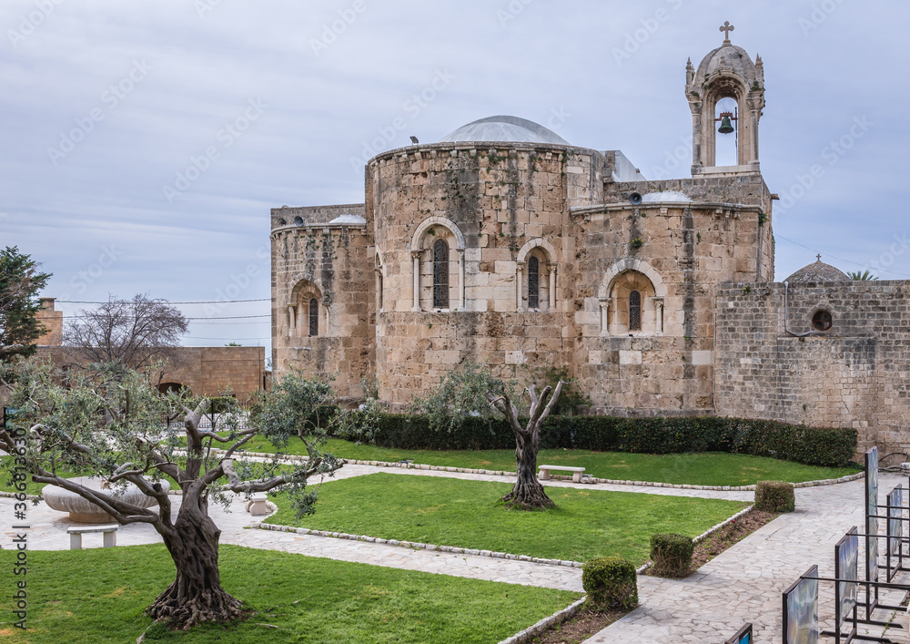 Exterior of Maronite church in St John Marcus Monastery in Old Town of Byblos, Lebanon, one of the oldest cities in the world
