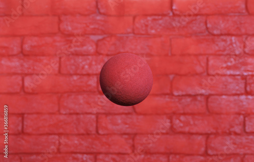 Red Nose Day, red clown nose on a red brick wall background © serikbaib