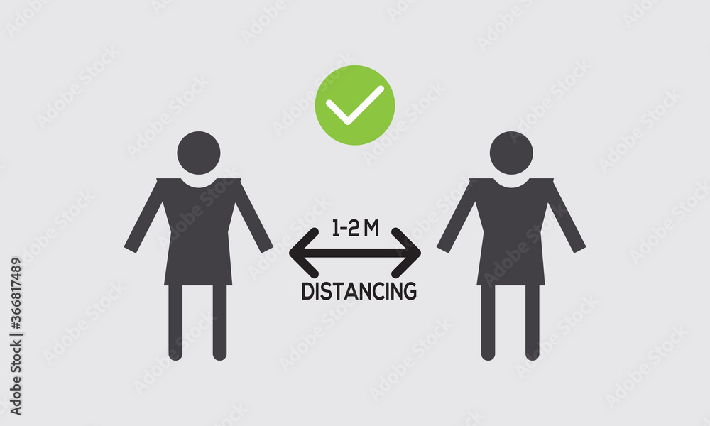 Social Distancing Keep Your Distance 1 or 2 Metre,Avoid crowds.right icon Social Distancing Keep Your Distance 1 or 2 Metre,Avoid crowds.right icon