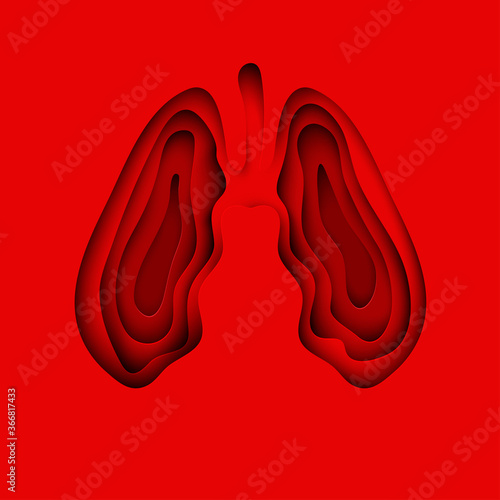 Human paper lungs as symbol of healthy lungs. World Tuberculosis Day, World Lung Day, environment and ecology conservation concept. Vector paper art