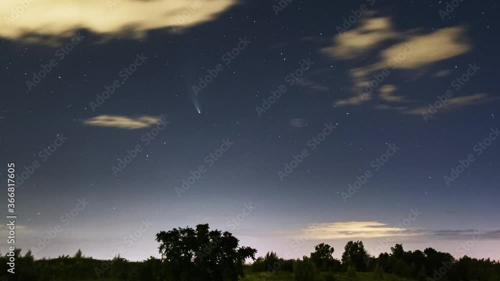 Time lapse sequence of comet Neowise over Hamburg. Germany Time lapse sequence of comet Neowise over Hamburg. Germany