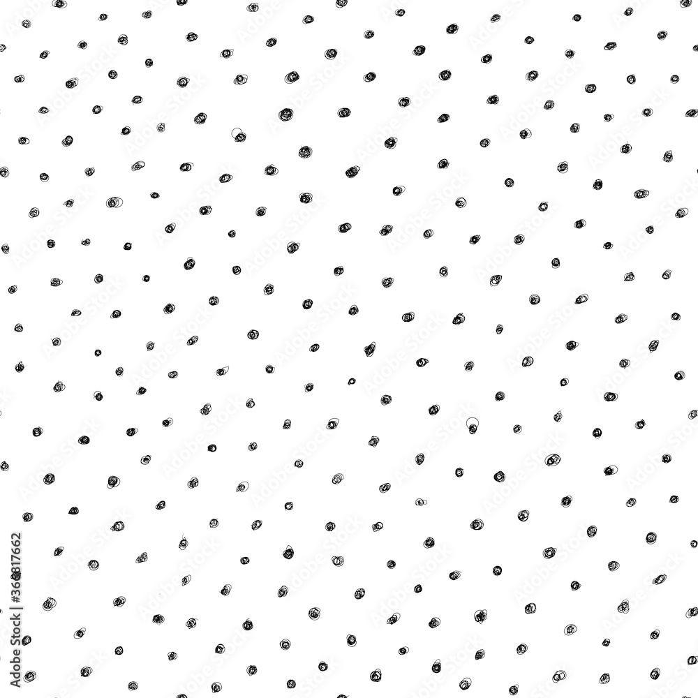 Scribble pattern. Seamless dots background. Black and white