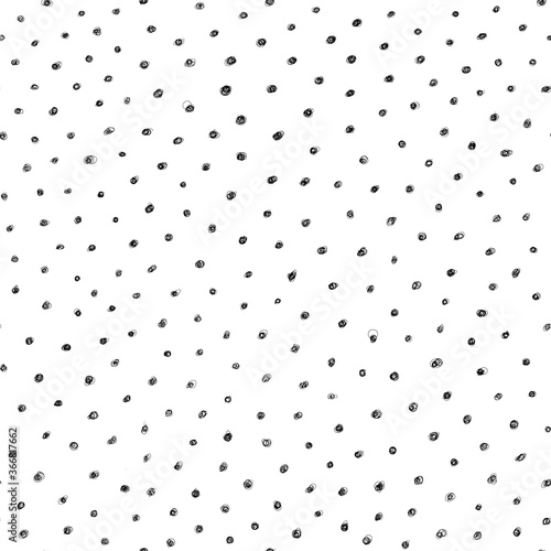 Scribble pattern. Seamless dots background. Black and white