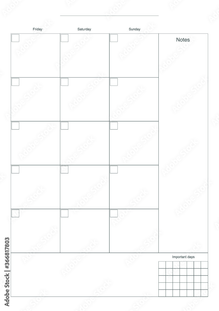 Simple template of planner sheets, vector Simple template of planner sheets, vector