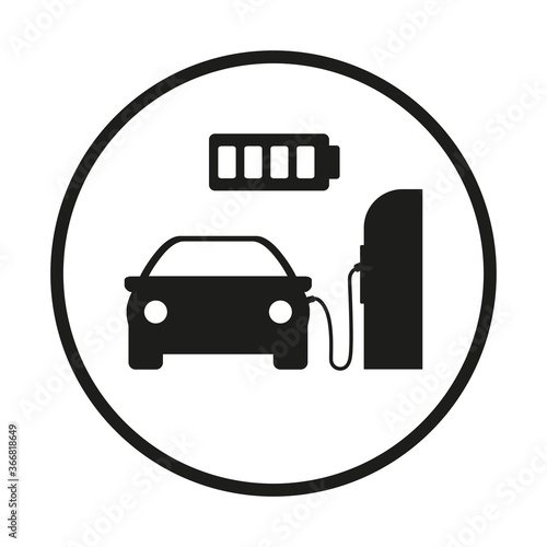 The icon of the electric vehicle that is charging at the charging station of the electric vehicle