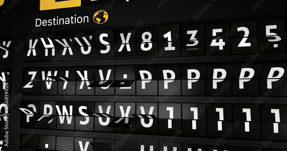 3D generated animation, analog flight information display board with the arrival city of Buenos Aires, 4 different animations 3D generated animation, analog flight information display board with the arrival city of Buenos Aires, 4 different animations