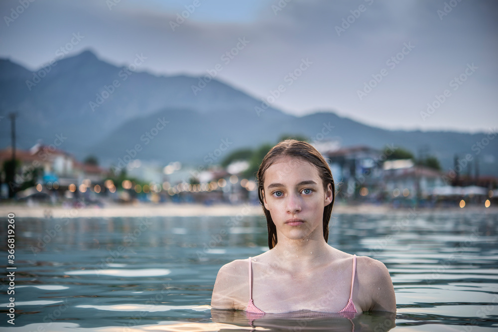 Portrait of a teenager swimming
