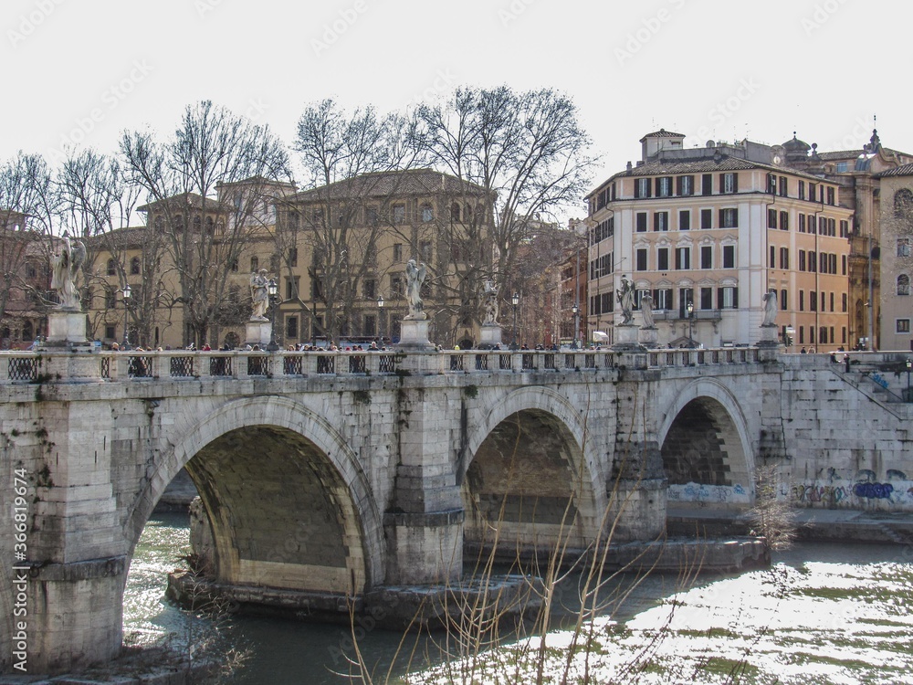 Rome, Italy, 23 February, 2019: Rome Bridge, access to Vatican City