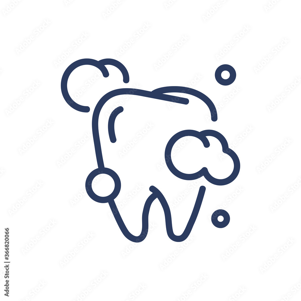 Cleaning teeth thin line icon. Toothpaste bubbles, foam, mouthwash isolated outline sign. Dental care, oral hygiene, healthcare concept. Vector illustration symbol element for web design and apps Cleaning teeth thin line icon. Toothpaste bubbles, foam, mouthwash isolated outline sign. Dental care, oral hygiene, healthcare concept. Vector illustration symbol element for web design and apps