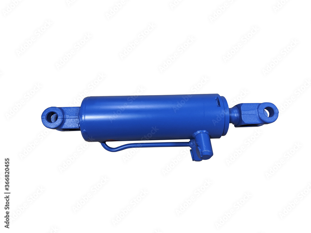 Hydraulic cylinder isolated on white background. New spare parts. Hydraulic cylinder isolated on white background. New spare parts.