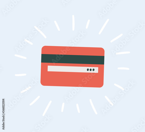 Back side of a plastic credit card in flat and cartoon style. Hand drawn vector illustration