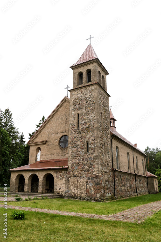 Idolta, Belarus - 06/13/2020: Catholic church of Our Lady of Scapular in the village of Idolta, Belarus