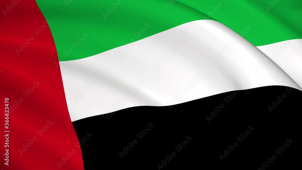 United Arab Emirates National Flag - 4K seamless loop animation of the Emirati flag. Highly detailed realistic 3D rendering United Arab Emirates National Flag - 4K seamless loop animation of the Emirati flag. Highly detailed realistic 3D rendering